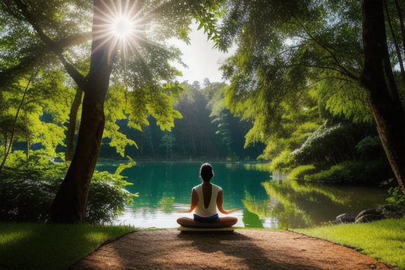 Person meditating in a natural setting