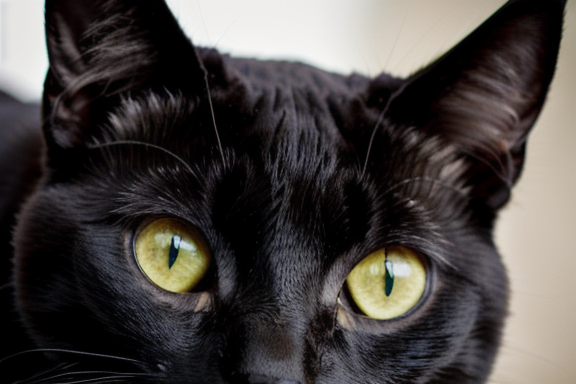 Black cat with green eyes