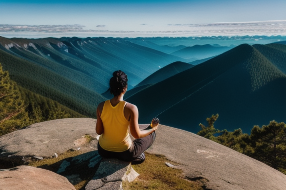 Person meditating on a mountaintop